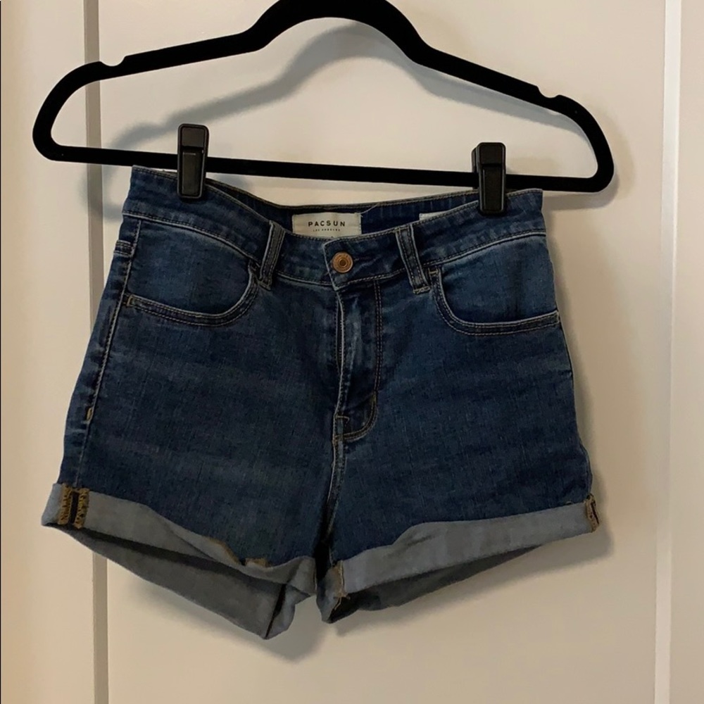 High rise denim shorts